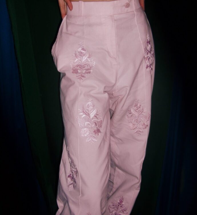 Pink Embroidered Pants